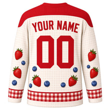 Load image into Gallery viewer, Waffle Day Original Hockey Jersey in Whipped Cream, back view with custom YOUR NAME and 00