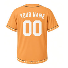 Load image into Gallery viewer, Walker's Point Nights Milwaukee Baseball Jersey in String Light Amber, back view with your name and number – custom block name and number with string-light sleeves