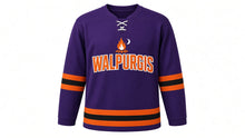 Load image into Gallery viewer, Walpurgis Night Original Hockey Jersey in Purple, front view – custom name and number