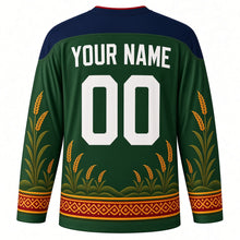 Load image into Gallery viewer, Wangala Original Hockey Jersey in Forest Green, back view with custom YOUR NAME and 00