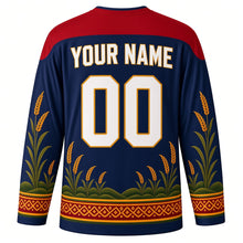 Load image into Gallery viewer, Wangala Original Hockey Jersey in Midnight Blue, back view with custom YOUR NAME and 00