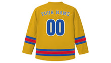 Load image into Gallery viewer, Warsaw Original Hockey Jersey in Gold, back view with your name and number