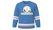 Load image into Gallery viewer, Washington DC Original Hockey Jersey in Potomac Blue, front view – custom name and number