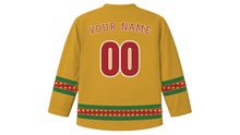 Load image into Gallery viewer, Wassail Day Original Hockey Jersey in Mulled Gold, back view with your name and number