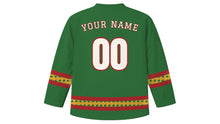 Load image into Gallery viewer, Wassail Day Original Hockey Jersey in Orchard Green, back view with your name and number