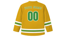 Load image into Gallery viewer, Whit Monday Original Hockey Jersey in Gold, back view with your name and number