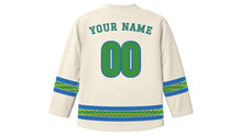 Load image into Gallery viewer, Wianki Original Hockey Jersey in Linen White, back view with your name and number