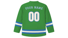 Load image into Gallery viewer, Wianki Original Hockey Jersey in Meadow Green, back view with your name and number