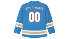 Load image into Gallery viewer, Windhoek Original Hockey Jersey in Desert Sky Blue, back view with your name and number