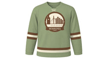 Load image into Gallery viewer, Winnipeg Original Hockey Jersey in Prairie Sage, front view – custom name and number