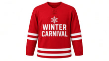 Load image into Gallery viewer, Winter Carnival Original Hockey Jersey in Red, front view – custom name and number