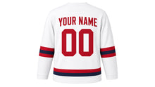 Load image into Gallery viewer, Winter Carnival Original Hockey Jersey in White, back view with your name and number