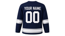 Load image into Gallery viewer, Winter Solstice Original Hockey Jersey in Navy, back view with your name and number