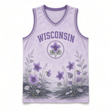 Load image into Gallery viewer, Wisconsin Wood Violet Original Basketball Jersey in Lilac Mist, front view – custom name and number