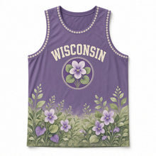 Load image into Gallery viewer, Wisconsin Wood Violet Original Basketball Jersey in Wood Violet, front view – custom name and number