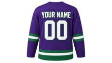Load image into Gallery viewer, International Women's Day Original Hockey Jersey in Purple, back view with your name and number