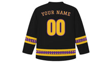 Load image into Gallery viewer, Women's Equality Day Original Hockey Jersey in Black, back view with your name and number