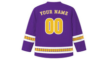 Load image into Gallery viewer, Women's Equality Day Original Hockey Jersey in Suffrage Purple, back view with your name and number