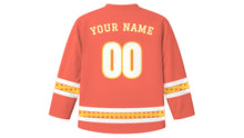 Load image into Gallery viewer, World Kindness Day Original Hockey Jersey in Coral, back view with your name and number