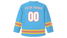 Load image into Gallery viewer, World Kindness Day Original Hockey Jersey in Sky Blue, back view with your name and number