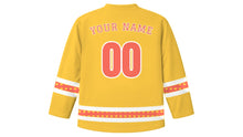 Load image into Gallery viewer, World Kindness Day Original Hockey Jersey in Sunshine Yellow, back view with your name and number