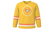 Load image into Gallery viewer, World Kindness Day Original Hockey Jersey in Sunshine Yellow, front view – custom name and number