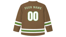 Load image into Gallery viewer, World Wetlands Day Original Hockey Jersey in Mud Brown, back view with your name and number