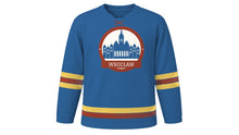 Load image into Gallery viewer, Wrocław Original Hockey Jersey in Oder Blue, front view – custom name and number