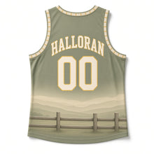 Load image into Gallery viewer, Wyoming Meadowlark Original Basketball Jersey in Sagebrush Green, back view with your name and number