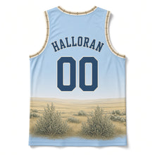 Load image into Gallery viewer, Wyoming Meadowlark Original Basketball Jersey in Big Sky Blue, back view with your name and number