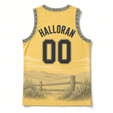Load image into Gallery viewer, Wyoming Meadowlark Original Basketball Jersey in Meadowlark Yellow, back view with your name and number