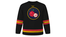 Load image into Gallery viewer, Yalda Night Original Hockey Jersey in Black, front view – custom name and number