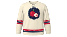 Load image into Gallery viewer, Yalda Night Original Hockey Jersey in Cream, front view – custom name and number