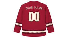 Load image into Gallery viewer, Yalda Night Original Hockey Jersey in Crimson, back view with your name and number
