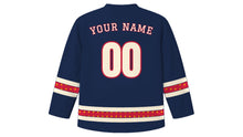 Load image into Gallery viewer, Yalda Night Original Hockey Jersey in Navy, back view with your name and number