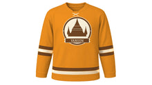 Load image into Gallery viewer, Yangon Original Hockey Jersey in Saffron, front view – custom name and number