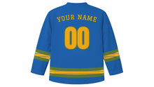 Load image into Gallery viewer, Yennayer Original Hockey Jersey in Atlas Blue, back view with your name and number
