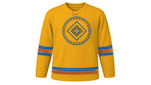 Load image into Gallery viewer, Yennayer Original Hockey Jersey in Saffron Yellow, front view – custom name and number