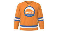Load image into Gallery viewer, Yerevan Original Hockey Jersey in Apricot Orange, front view – custom name and number