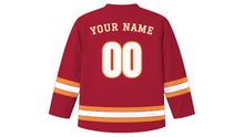 Load image into Gallery viewer, Yerevan Original Hockey Jersey in Pomegranate Red, back view with your name and number