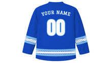 Load image into Gallery viewer, Yom HaAtzmaut Original Hockey Jersey in Blue, back view with your name and number