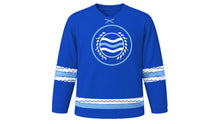 Load image into Gallery viewer, Yom HaAtzmaut Original Hockey Jersey in Blue, front view – custom name and number
