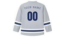 Load image into Gallery viewer, Yom Kippur Original Hockey Jersey in Silver, back view with your name and number