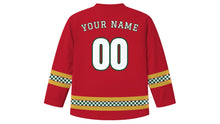 Load image into Gallery viewer, Yule Original Hockey Jersey in Berry Red, back view with your name and number