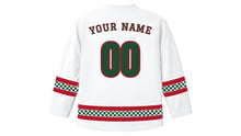 Load image into Gallery viewer, Yule Original Hockey Jersey in Snow White, back view with your name and number