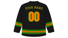 Load image into Gallery viewer, Zambia Independence Day Original Hockey Jersey in Black, back view with your name and number