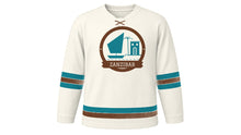 Load image into Gallery viewer, Zanzibar Original Hockey Jersey in Sail White, front view – custom name and number