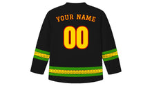 Load image into Gallery viewer, Zimbabwe Independence Day Original Hockey Jersey in Black, back view with your name and number