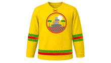 Load image into Gallery viewer, Zimbabwe Independence Day Original Hockey Jersey in Gold, front view – custom name and number