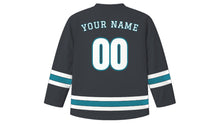 Load image into Gallery viewer, Zurich Original Hockey Jersey in Graphite, back view with your name and number